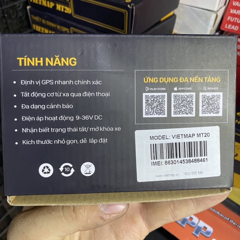 Định vị Xe máy VIỆTMAP MT20, GPS Viettel Chính hãng, bảo hành 1 năm