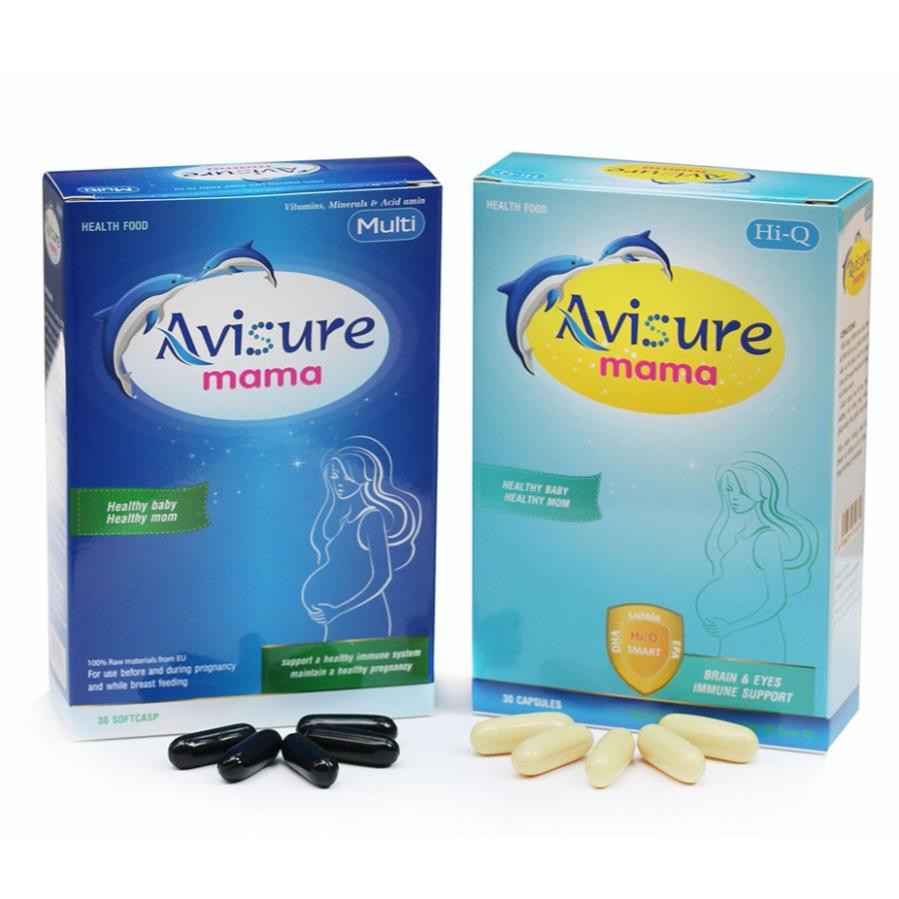 Avisure mama - Bổ sung DHA, EPA, các Vitamin và khoáng chất cần thiết trước và sau sinh (Hôp chứa 2 hộp 30 Viên)