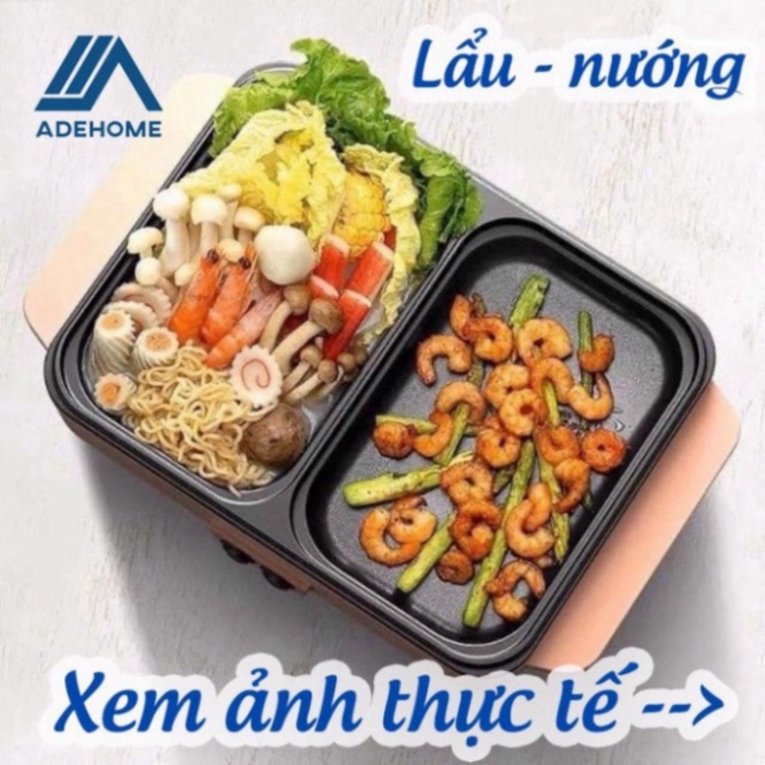 Bếp lẩu nướng 2 ngăn Hàn Quốc, Nồi lẩu 2 in 1 siêu chống dính đa năng_Bảo hành chính hãng 6 tháng