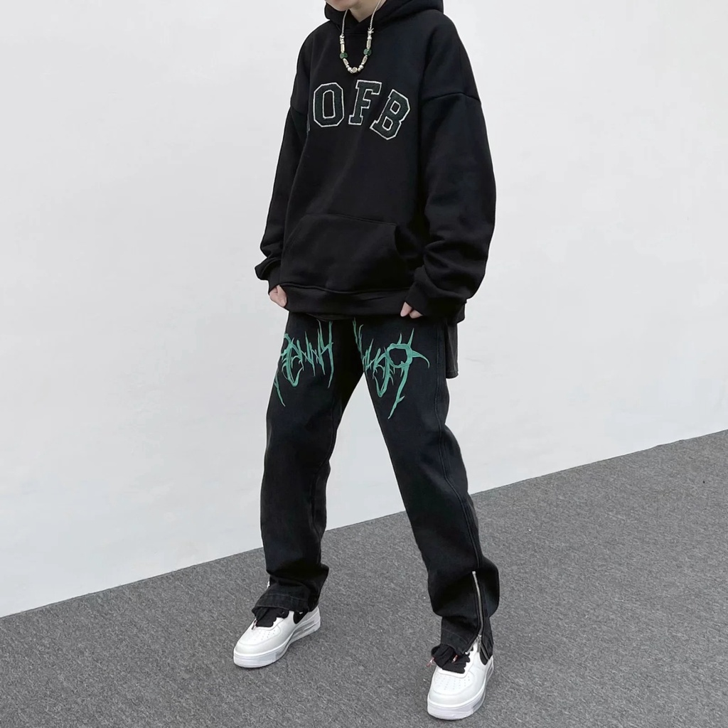 Quần jean ống rộng thêu họa tiết size M-4XL phong cách hip hop đường phố Mỹ thời trang | BigBuy360 - bigbuy360.vn