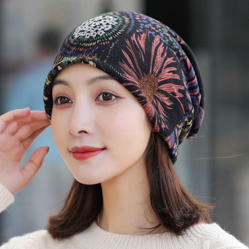 Mũ Bandana Hàn Quốc Đa Năng in Họa Tiết Cổ Điển Thời Trang Mùa Đông Cho Nữ 50GrandmaMùa Thu