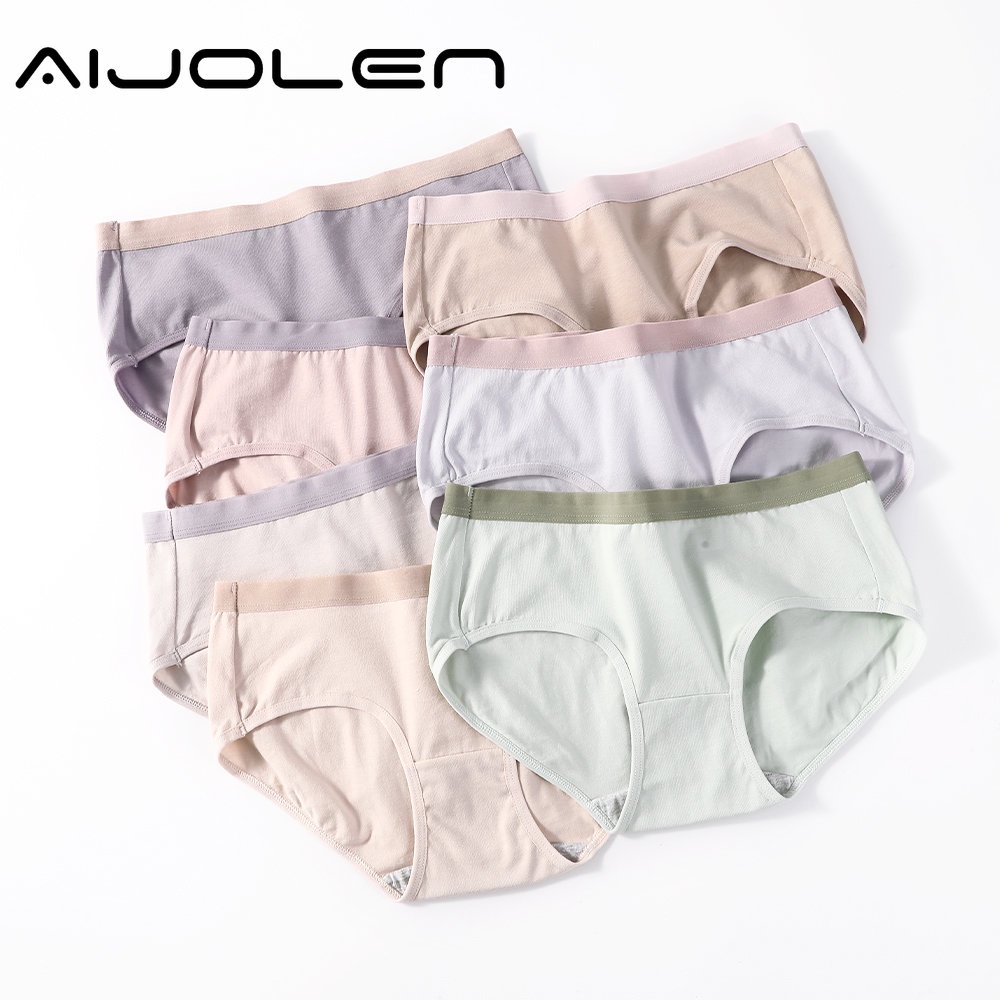 Quần lót AIJOLEN cotton thoáng khí màu sắc đơn giản cho nữ