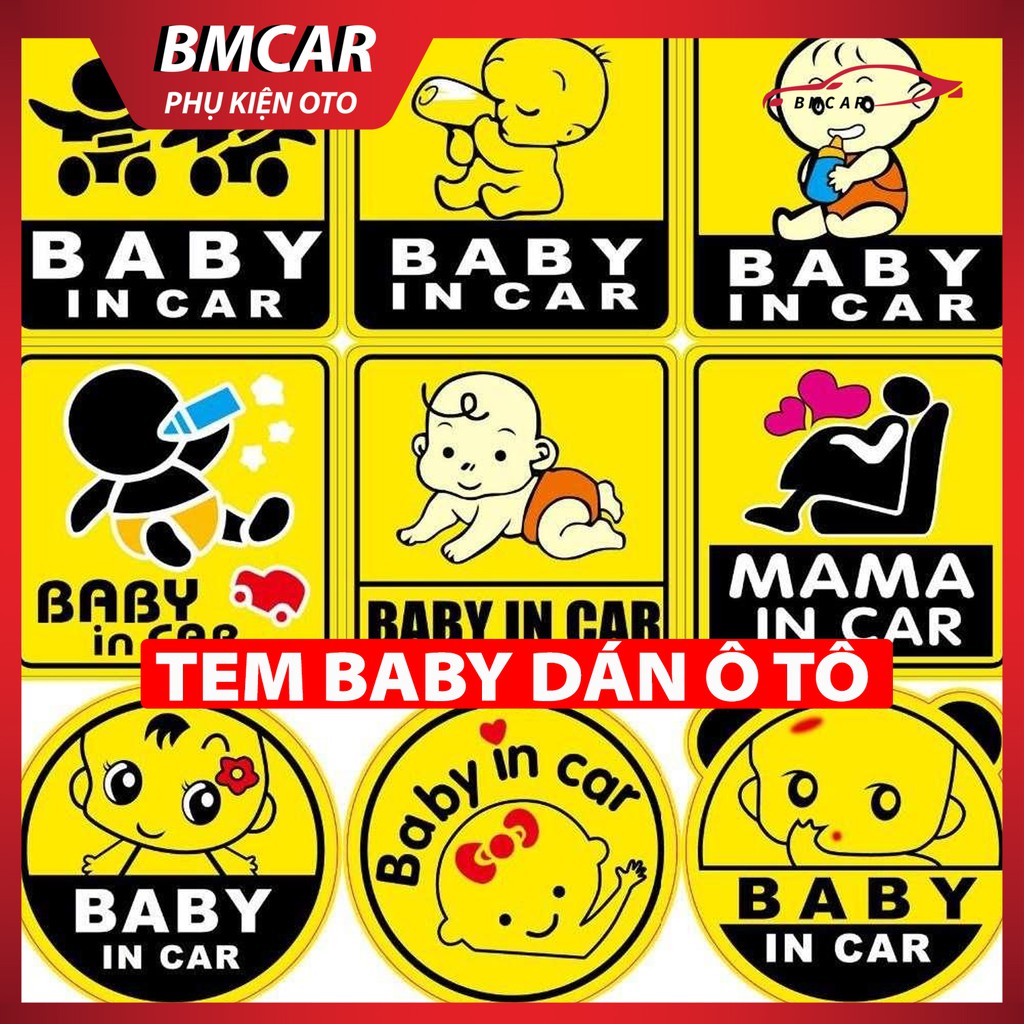 Tem Dán Ô Tô Baby In Car Trang Trí Ô Tô Phản Quang Cao Cấp