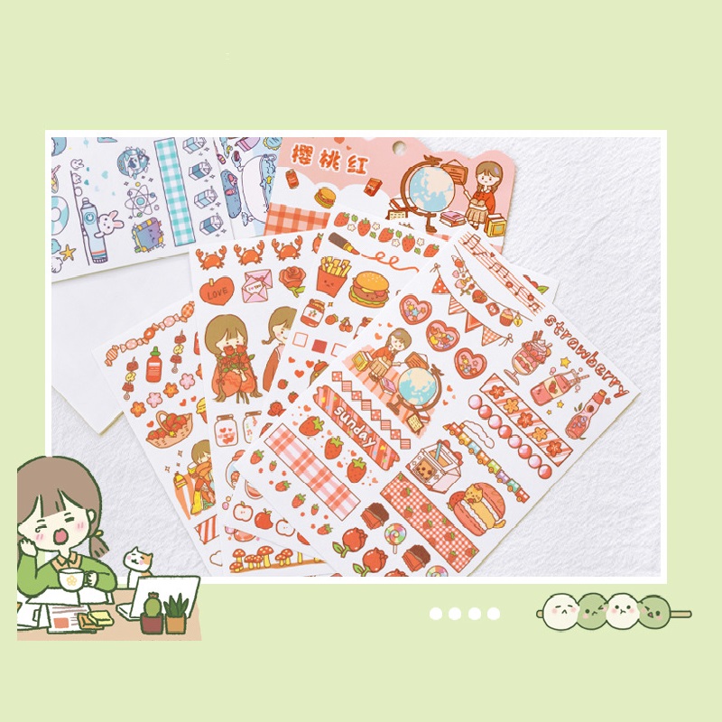 Set 1 Gói (4 Tờ Miếng Dán Hoạt Hình Nhiều Màu Sắc Trang Trí DIY Sáng Tạo