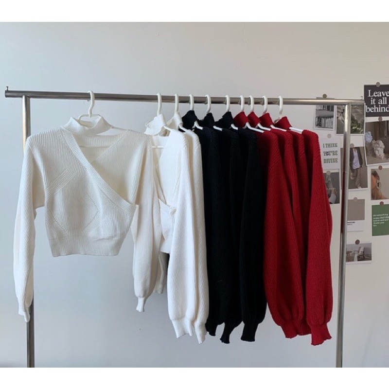 Áo Len Chéo Tay Bồng Ulzzang | BigBuy360 - bigbuy360.vn