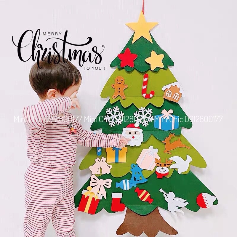 Cây thông vải dạ kèm đèn led