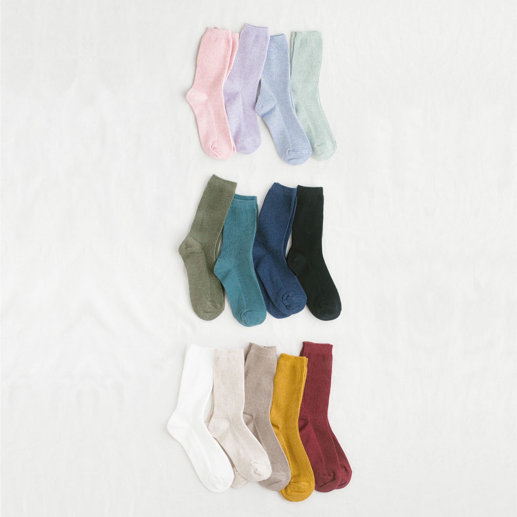 KOREA LONG SOCKS - Tất vớ cao cổ unisex trơn màu pastel, cao 19cm, nhập khẩu Hàn Quốc