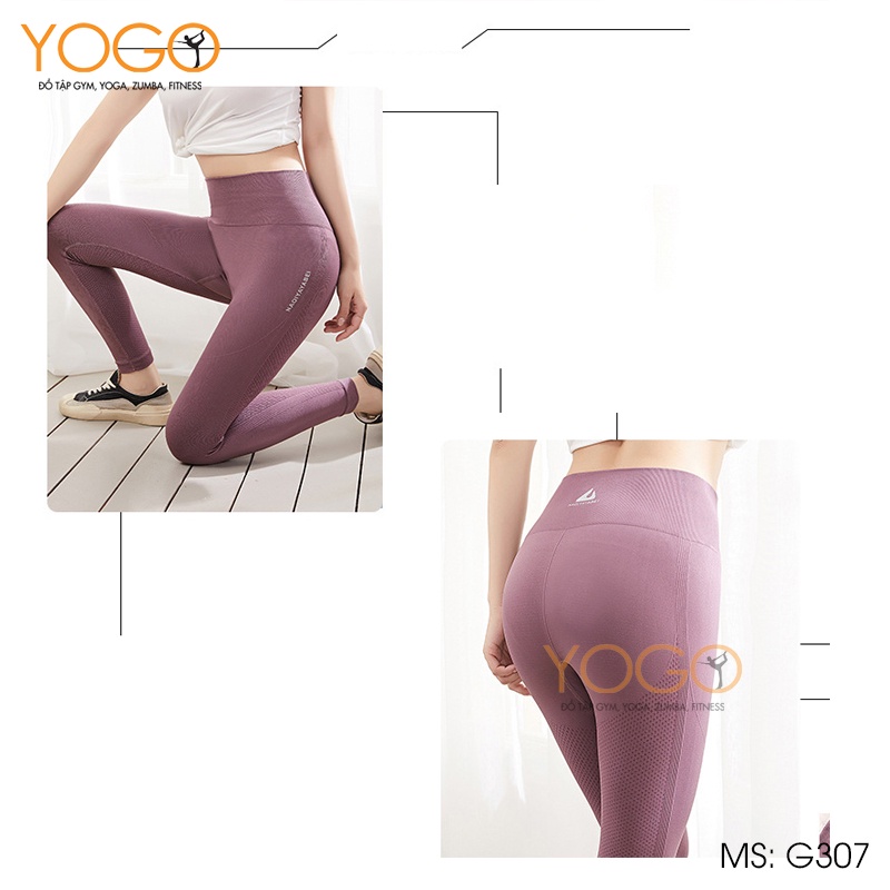 Quần tập gym yoga nữ quần legging nữ cạp cao nâng mông tôn dáng co giãn gen bụng định hình YOGO G307