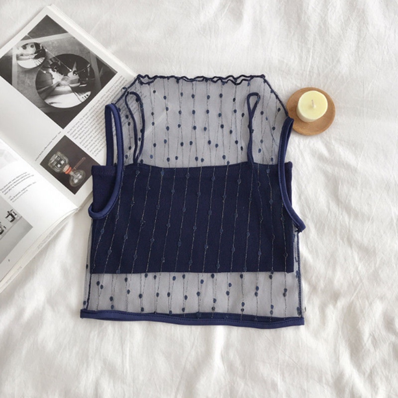 Áo IELGY không tay cổ lọ phối lưới thời trang phong cách Hàn Quốc cho nữ