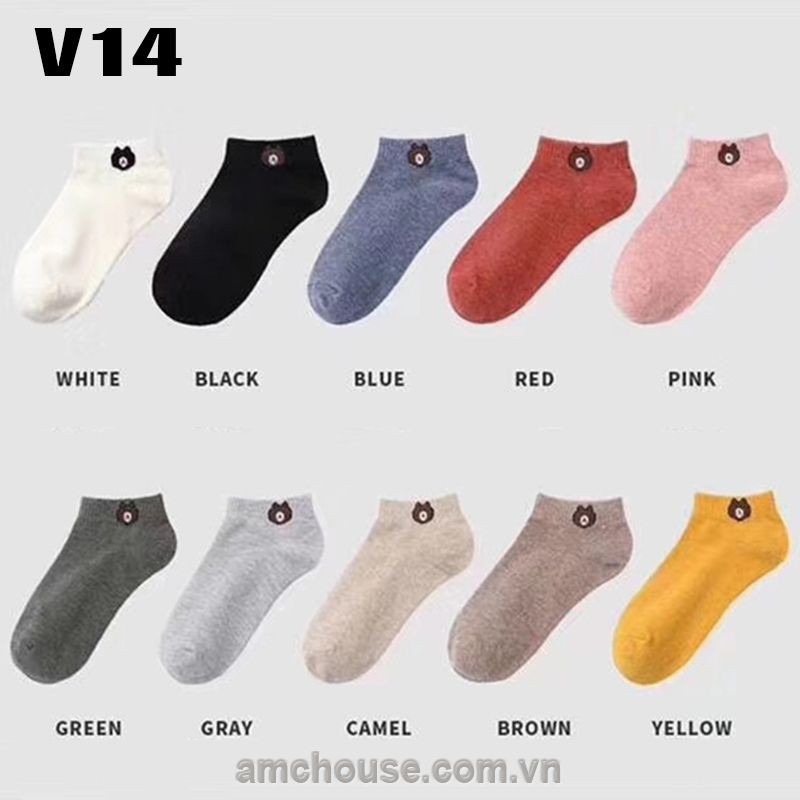 Tất nữ, vớ nữ cổ thấp sọc hình GẤU V14