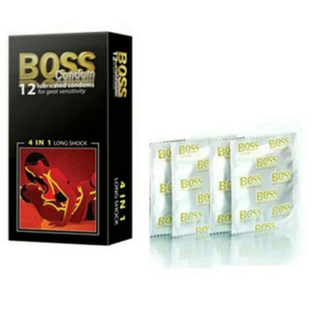 Bao Cao Su Boss 4 in 1 Gân Gai Kéo Dài - Hộp 12 Chiếc Chính Hãng