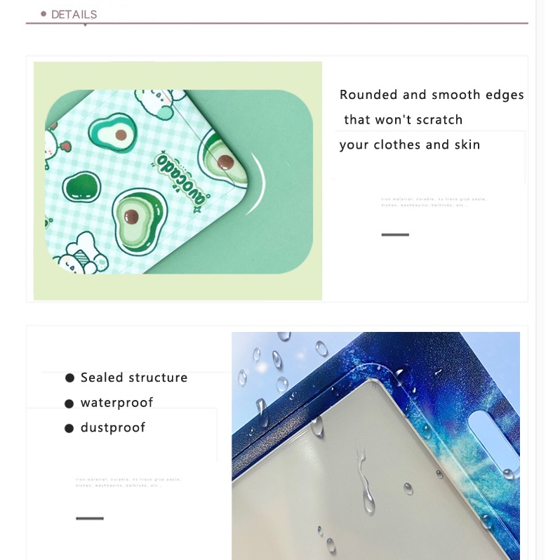 Bộ Kẹp Thẻ Kèm Dây Tự Động Cân Bằng Dâu Tây / Bơ Dễ Thương Cho Nữ Sinh