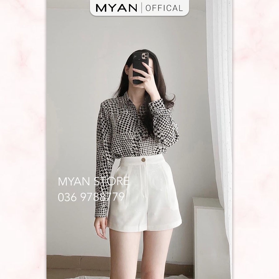 Áo Sơ Mi Cổ Đức Hoạ Tiết MYAN Thiết Kế Áo Sơ Mi Họa Tiết Phóng Khoáng, Cá Tính AVN032116