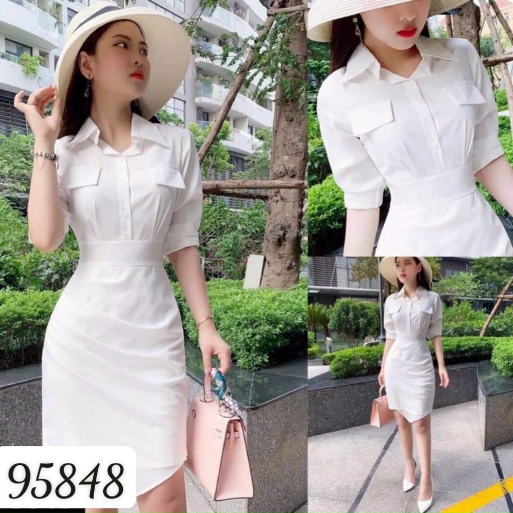 (HCM) ĐẦM ÔM CỔ SƠ MI DỰ TIỆC TRẮNG SANG TRONG NỔI BẬT CÓ SIZE XXL