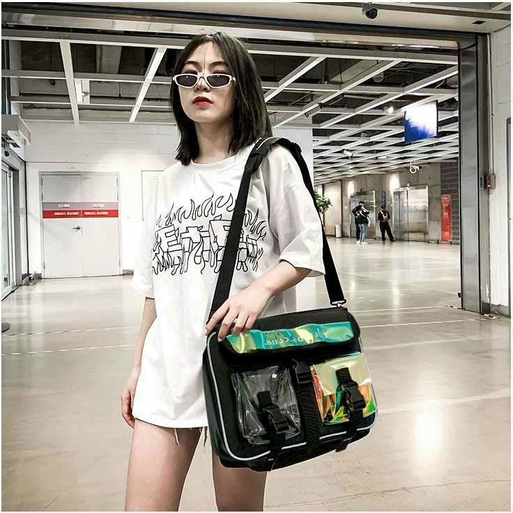Túi Đeo Chéo Nam Nữ Colkids.Club 2 Nắp  FREESHIP Túi đeo chéo  phản quang ánh màu (tặng full tag + giấy thơm)