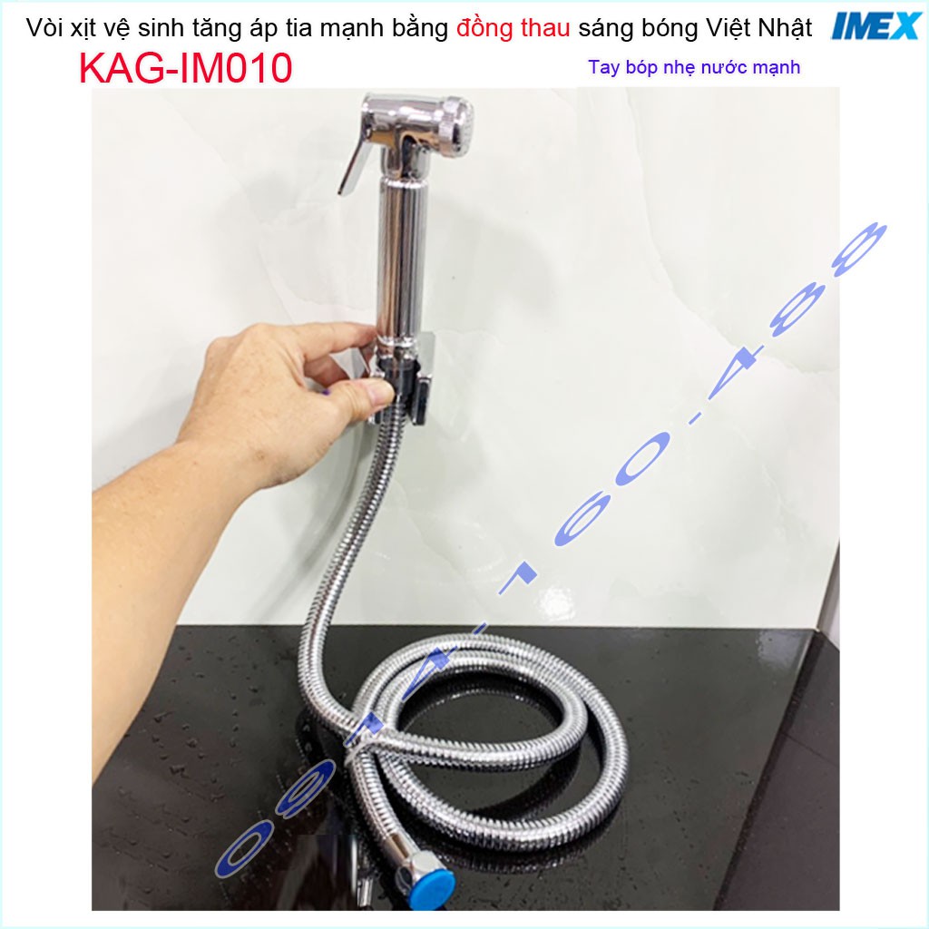 Vòi xịt vệ sinh IM Việt Nhật KAG-IM010 Chrome, Vòi rửa nhà tắm bằng đồng chuyên dùng cho resort xịt mạnh sử dụng tốt
