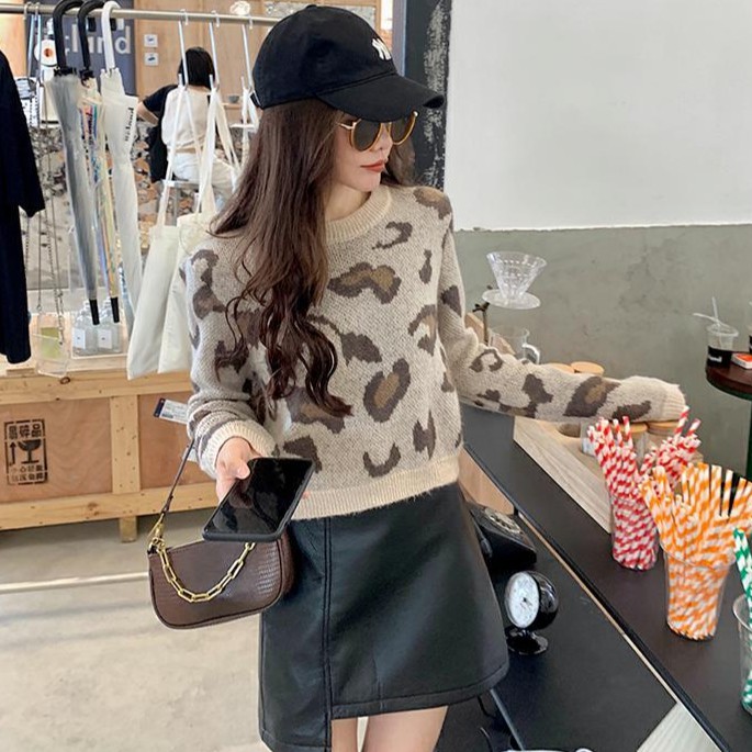 Áo Sweater Xiaozhainv Tay Dài In Họa Tiết Da Báo Phong Cách Hàn Quốc Xinh Xắn Dành Cho Nữ | BigBuy360 - bigbuy360.vn