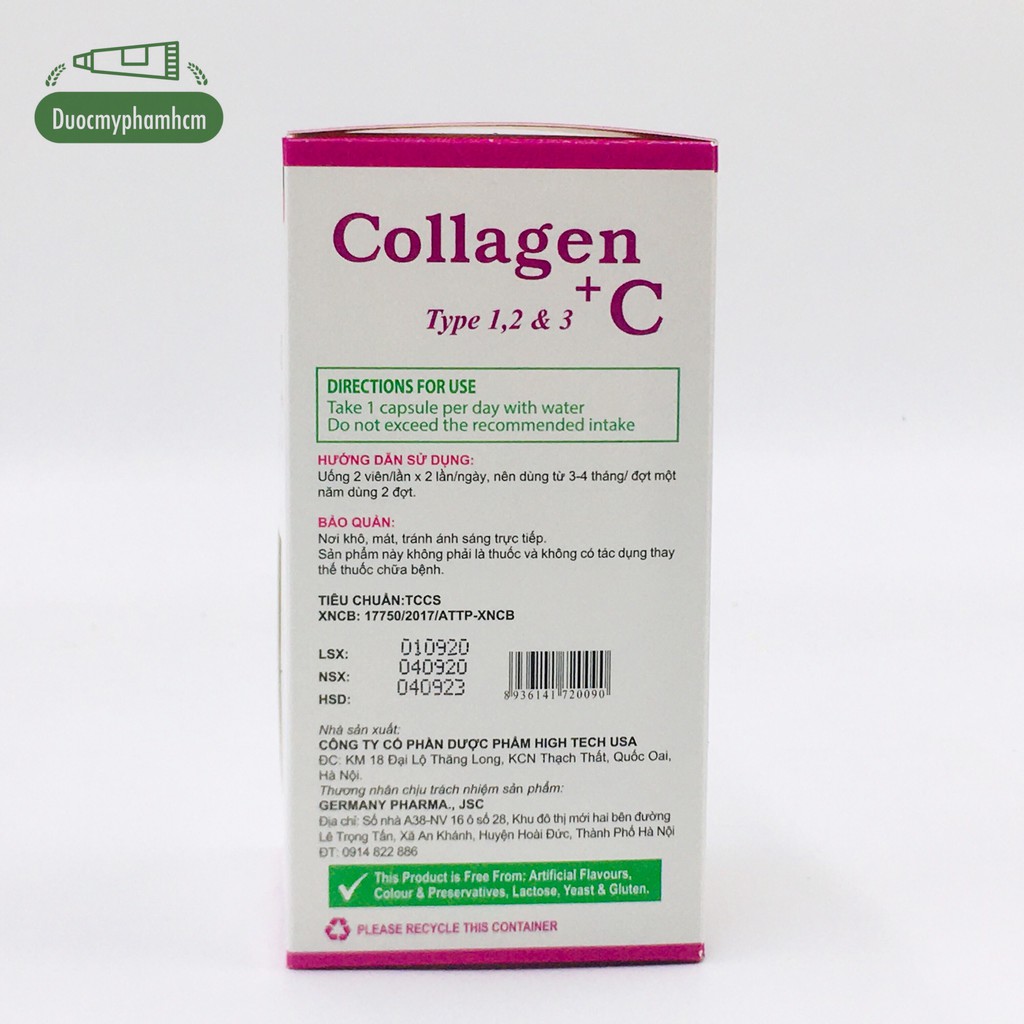 COLLAGEN +C 120MG Hồng,Viên Uống Đẹp Da, Ngăn Thâm Nám, Lão Hóa,LỌ 60 VIÊN NANG