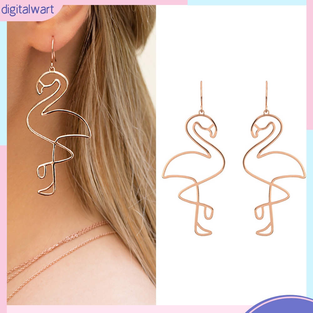 Đôi Khuyên Tai Dài Hình Chim Hồng Hạc Dễ Thương Cho Nữ