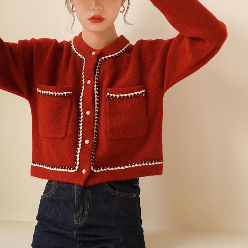 Áo Cardigan tay dày hai túi trước phong cách tiểu thư hàn quốc 14