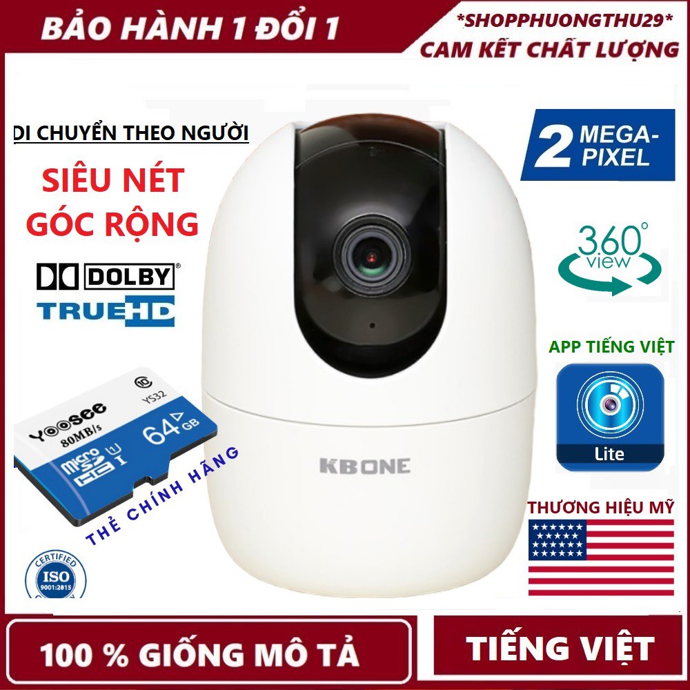 Camera KBONE 2.0 MPX Xoay 360° Chính Hãng KBVISION - Tiếng Việt - Di Chuyển Theo Người - Bảo Hành 5 năm | BigBuy360 - bigbuy360.vn