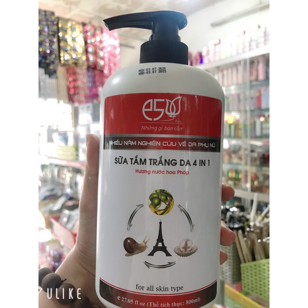 SỮA TẮM 4 IN 1 E5 GIÚP TRẮNG DA 800ML