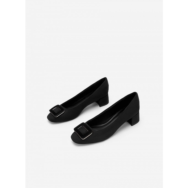 Vascara GIÀY BÍT MŨI NUBUCK KHÓA VUÔNG GÓT TRỤ - BMN 0529 - MÀU ĐEN