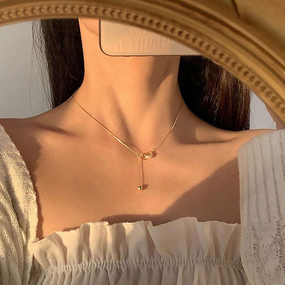 Vòng cổ Hai Lớp Đính Hạt Tròn Thời Trang Hàn Quốc