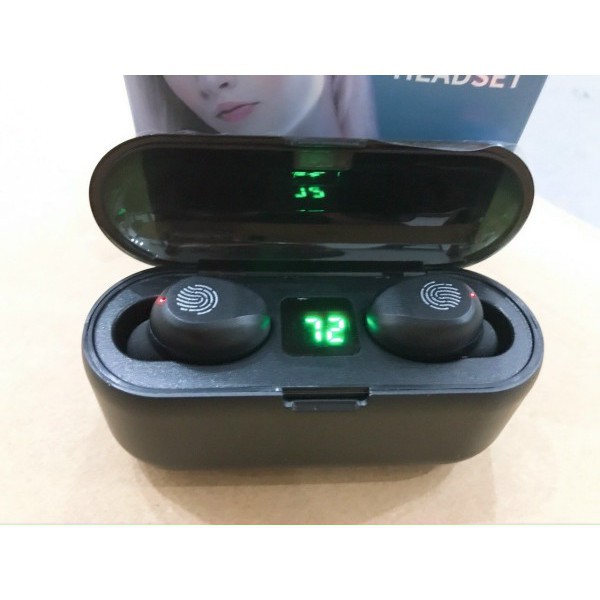 HÀNG CAO CẤP -  Tai nghe Bluetooth F9 cảm biến 1 chạm kháng nước pin châu kiêm sạc dự phòng