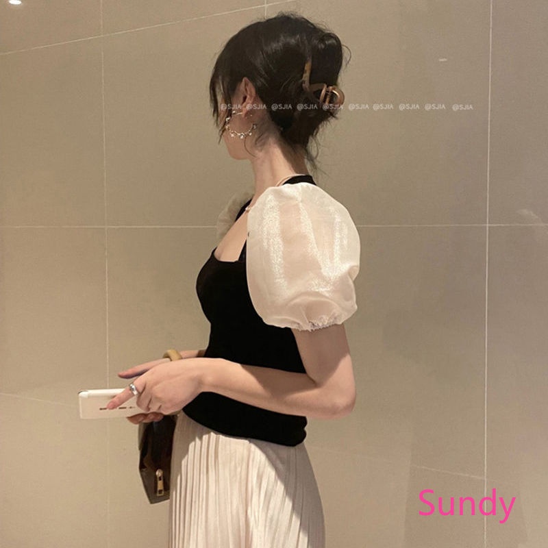 Áo Kiểu Tay Phồng Plus Size Phong Cách Vintage Pháp Thời Trang Mùa Hè Cho Nữ