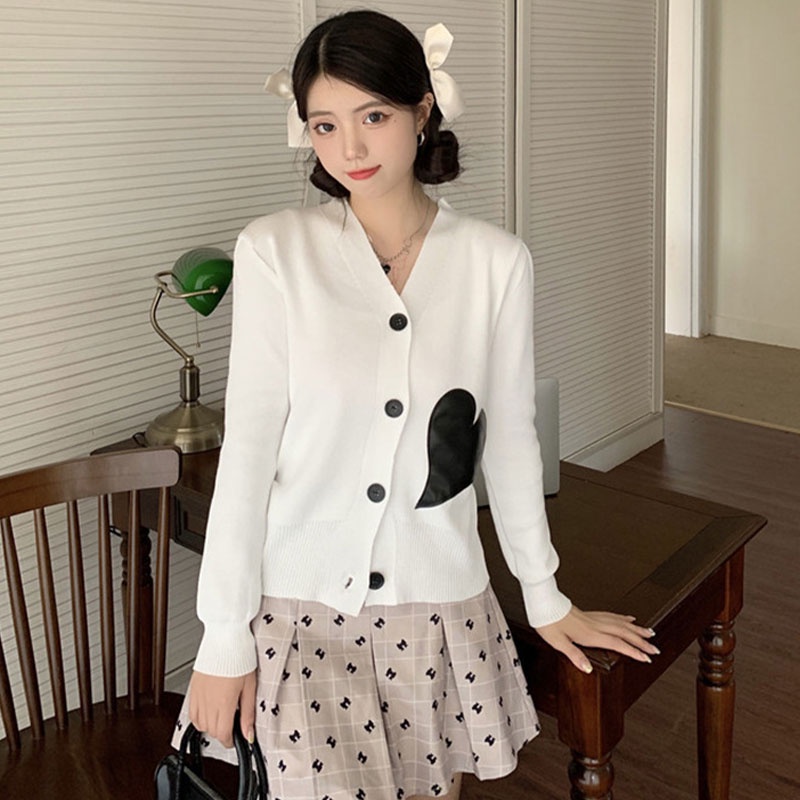 Áo khoác YEYA tay dài dệt kim dáng ngắn phong cách Hàn Quốc thời trang dành cho nữ