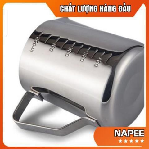 Ca đánh sữa inox (có vạch chia) 350ml - 550ml - 900ml (100% inox 304) chuyên dùng đong nước,thực phẩm trong pha chế