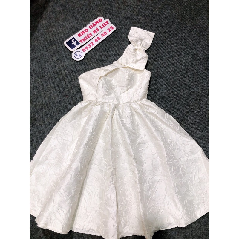 đầm gấm lệch vai nơ ( ảnh và video thật 1000%)