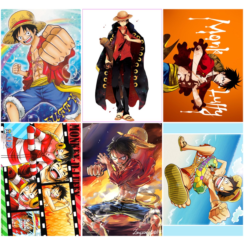 Poster / Tranh dán tường anime One Piece Nhân vật LUFFY (combo 1 set 4 tấm poster - 40k)