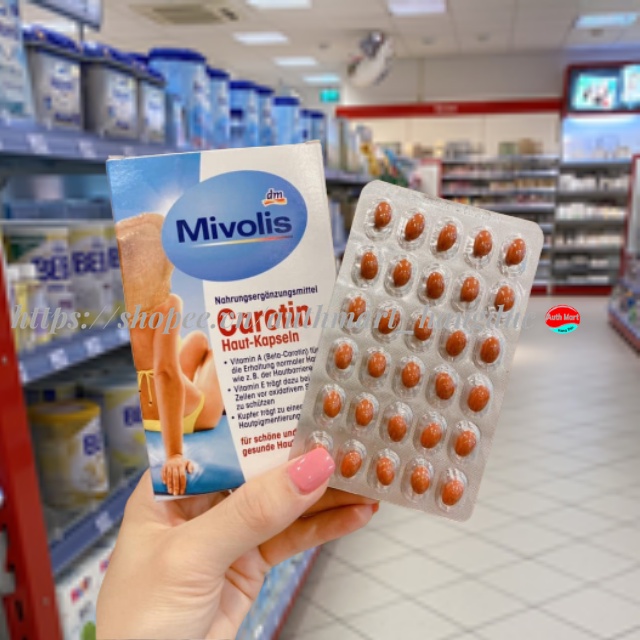 Viên uống chống nắng Mivolis Carotin Hộp 60viên - Nội địa Đức