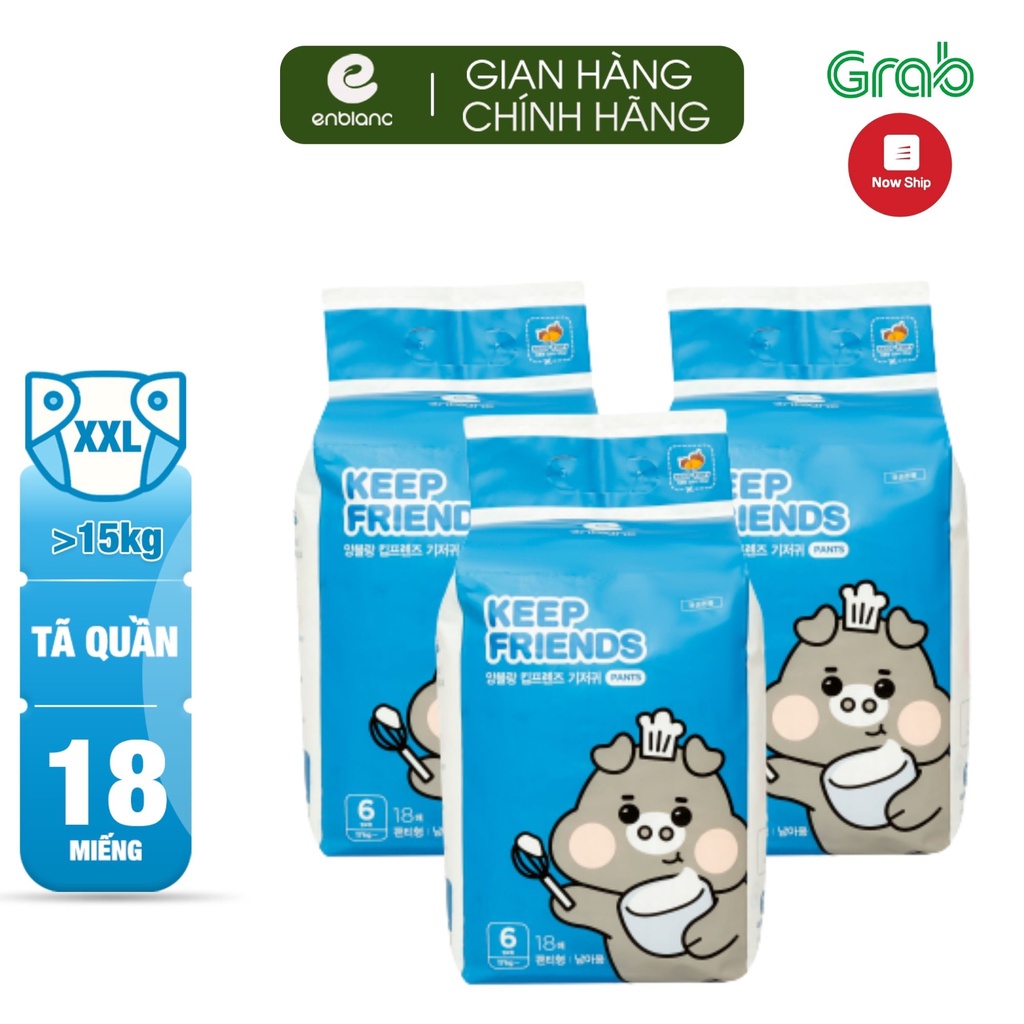 (tặng khăn mini) Tã bỉm quần ENBLANC KEEP FRIENDS Nội Địa Hàn Size L26/XL22/XXL18