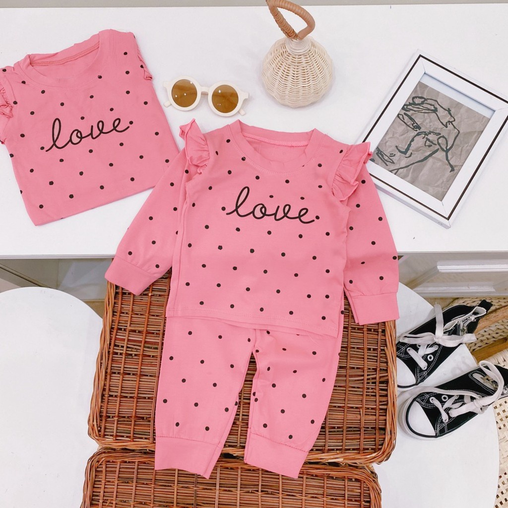 Đồ bộ quần áo dài tay cotton cho bé gái AM778