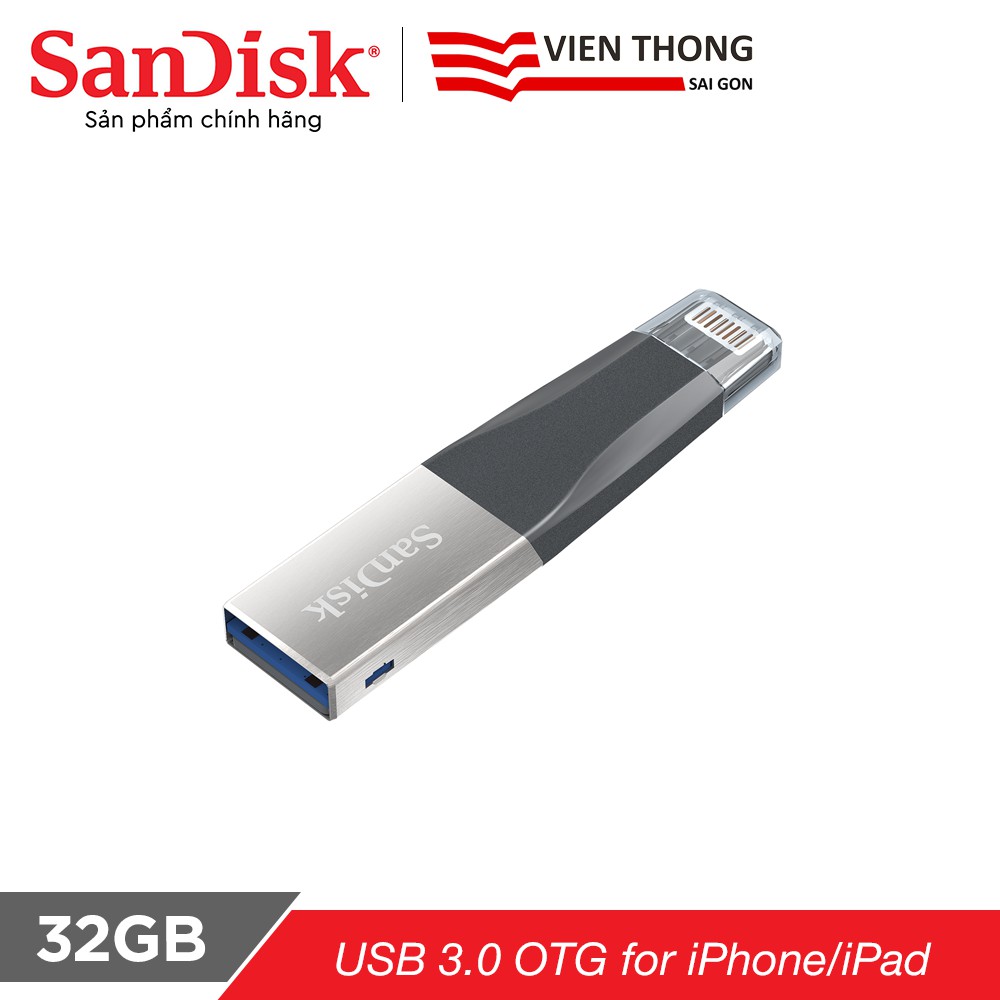 [Mã ELMALL10 giảm 10% đơn 500K] USB OTG 3.0 SanDisk iXpand mini 32GB for iPhone / iPad (SDIX40N-32G-GN6NN)