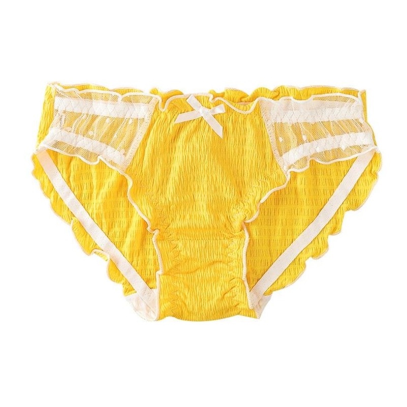 Quần lót cotton không đường may lưng vừa phối ren kháng khuẩn thoáng khí phong cách Hàn Quốc cho nữ