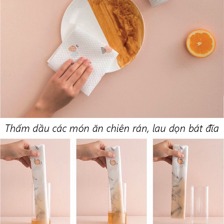 Giấy lau đa năng HUTICO 50 tờ, khăn lau đa năng, thấm dầu mỡ nhà bếp, có thể tại sử dụng