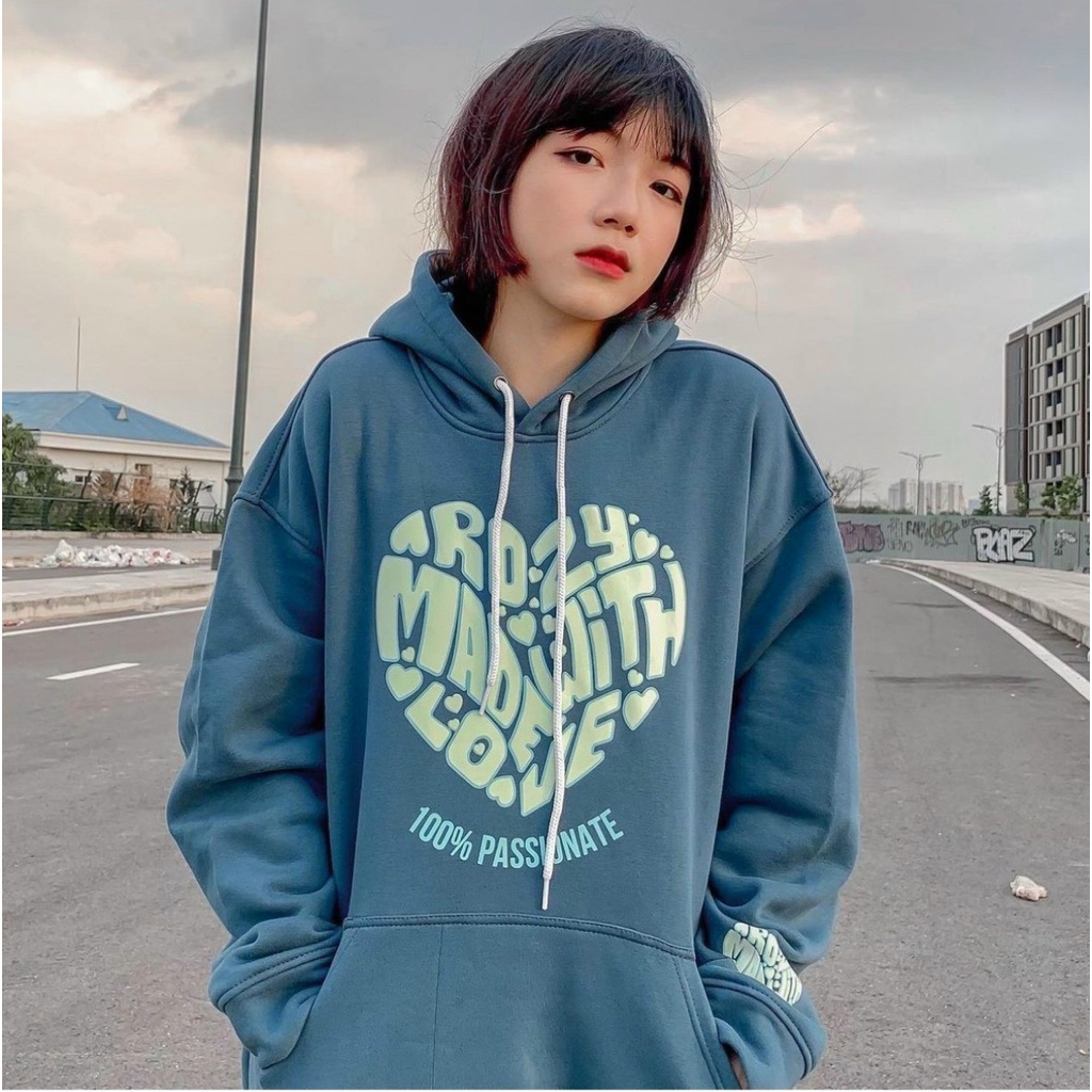 Áo Khoác Hoodie nữ in hình Tim 3D ❤️ Áo khoác unisex ❤️ Áo khoác Thun nỉ form 70kg đổ lại siêu kute