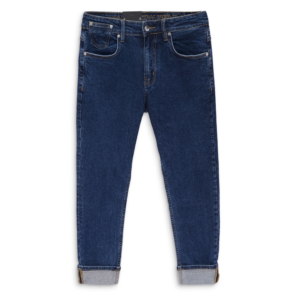Quần Jean Nam Cropped Fit Roll Blue Shades , Chất Cotton Pha Spandex Thoải Mái , QJ003987,SOMEHOW