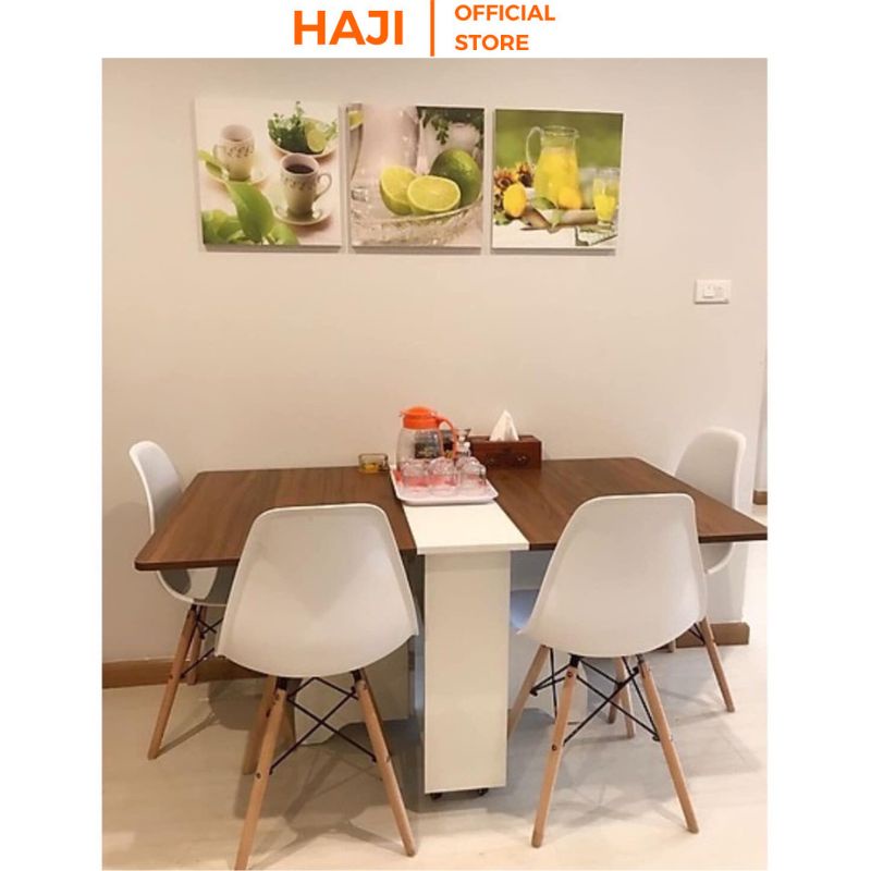 Bàn ăn thông minh HAJI thu gọn tiết kiệm diện tích có bánh xe di động BTM5