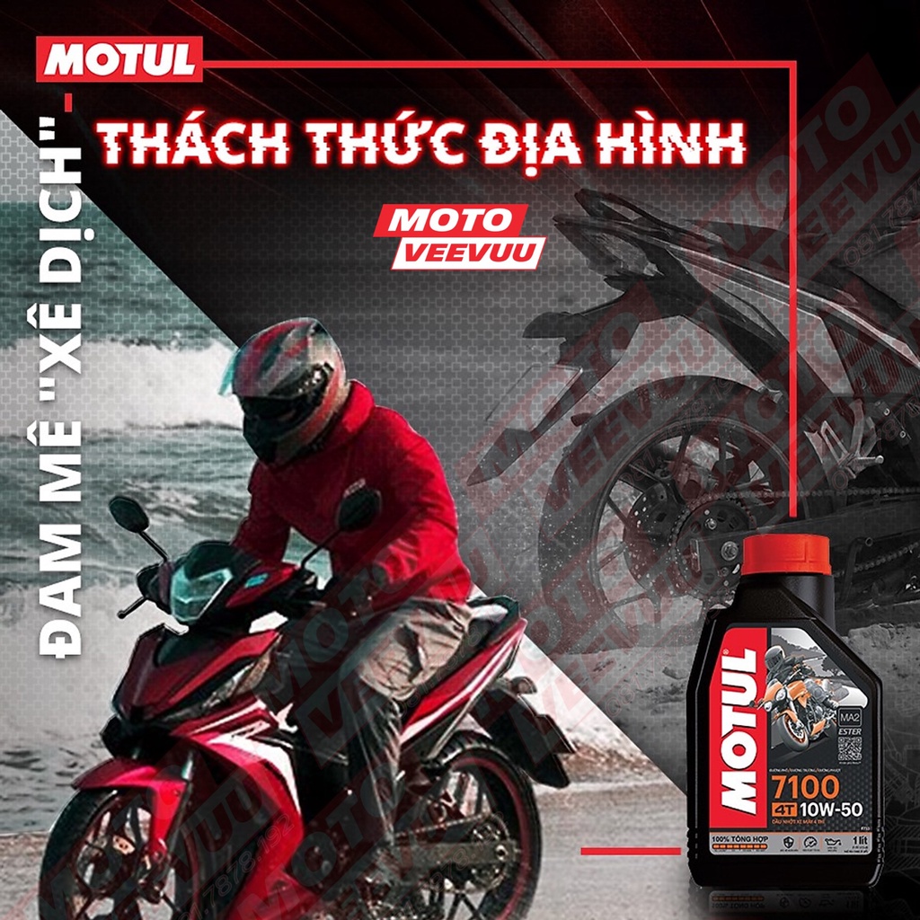 Dầu nhớt xe số Motul 7100 4T 10W50 Ester Code SN/SM/SL MA2 1 Lít Tổng hợp toàn phần Ester