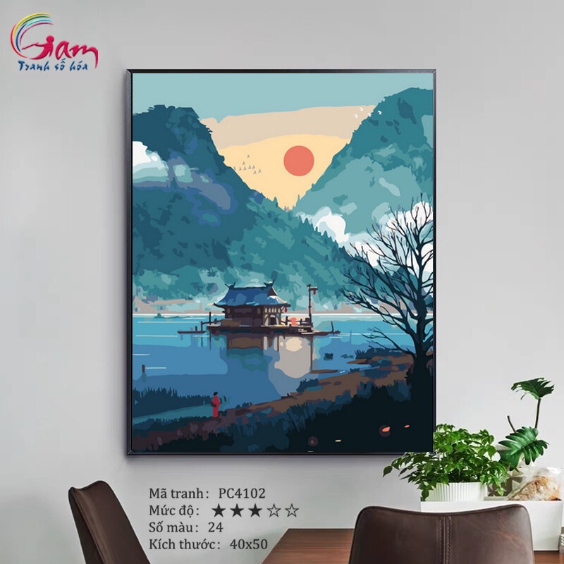 Tranh sơn dầu số hóa tự tô màu Gam Tranh cổ phong Trung Hoa PC4102