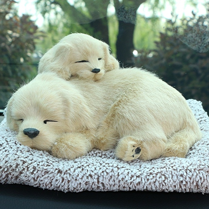 Cún Đôi Mẹ Con Thú bông GIỐNG THẬT 99% chó mèo sói gấu lõi than hoạt tính lọc không khí khử mùi trang trí xe