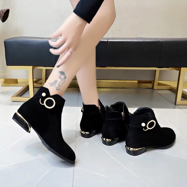 (ORDER) Bốt da lộn cổ ngắn gót thấp BIG SIZE 35-44