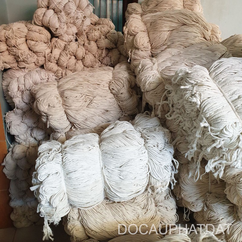 Dây thừng handmade macrame chất liệu cotton màu trắng ngà, kem