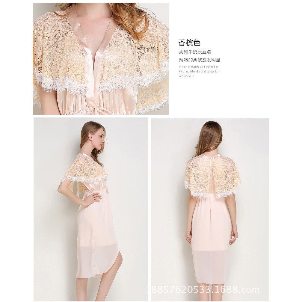 [size M/L/XL 62KG] choàng váy ngủ sexy lụa chiffon cánh tiên choàng ren cao cấp gợi cảm 19VN210018 | BigBuy360 - bigbuy360.vn