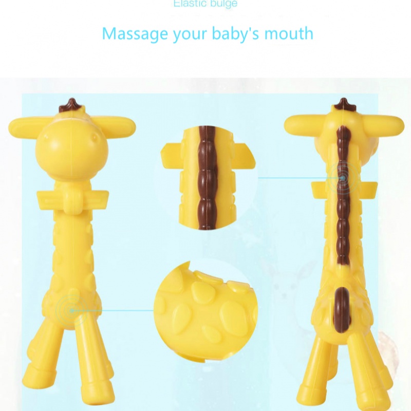 Đồ chơi gặm nướu hình hươu cao cổ bằng silicone dễ thương an toàn không độc hại cho bé